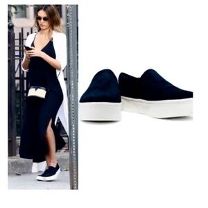 Vince Warren Slip-On Platform Black Suede Sneakers Size 7.5